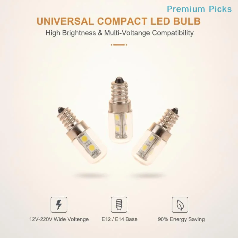 portableLED Fridge Light Bulb Energy Saving Corn Lamp E12 E14 E17 Base 220V Cold White for Refrigerator Showcase Cabinet