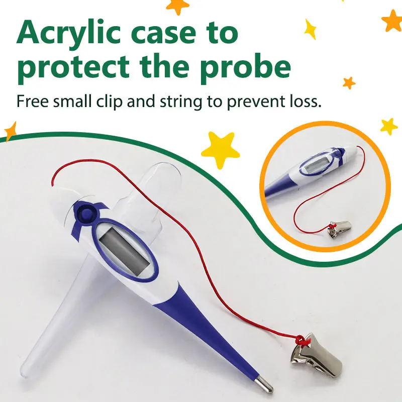 Professional Animal Digital Thermometer with Soft Probe Blue Digital Pet Dog Cat Veterinary Thermometer Waterproof Equipment view 5