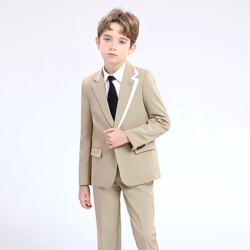 2-15Y Children's Suits Boys Solid Color Fashion Kids Formal Blazer Waistcoat Suit Pants 3 Piece Set