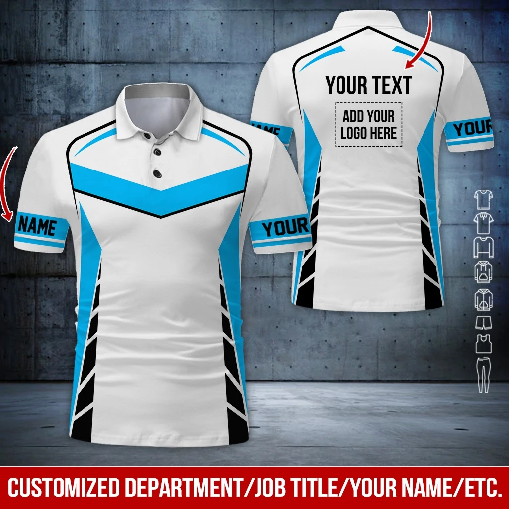 Custom Logo Polo Shirt Personalized Name Department Text Print Sporty Geometric Workwear Tops Wholesale Dropshipping POLO Tees