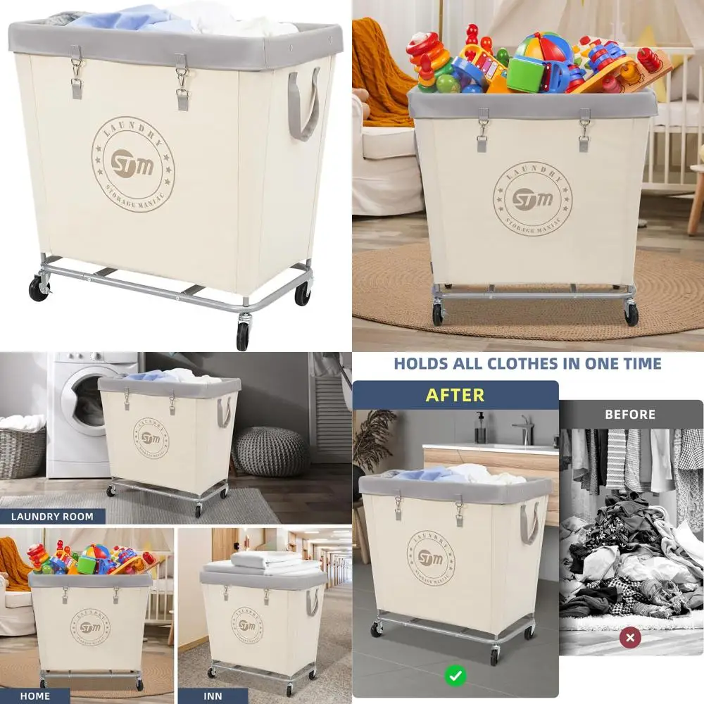 

Стальная корзина для белья промышленной прочности, емкость 320 л, с колесами, для гостиниц и домов, бежевая, 31,7 л x 19,3 В x 30,91 ч.