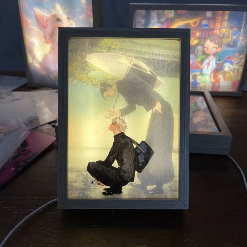 Anime Jujutsu Kaisen Figure Led Night Light Anime Figurine Photo Frame Painting Decor Light Bedroom Decoraction Christmas Gifts