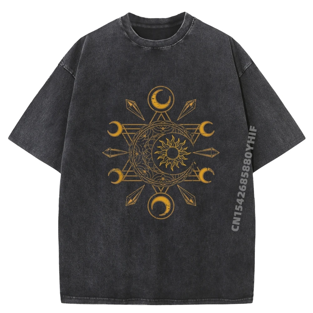

Tees Celestial Body Crystals Sun Luna NEW YEAR DAY Cotton Fabric Printed Man Men T-shirt Graphic T Shirt Washed Funny