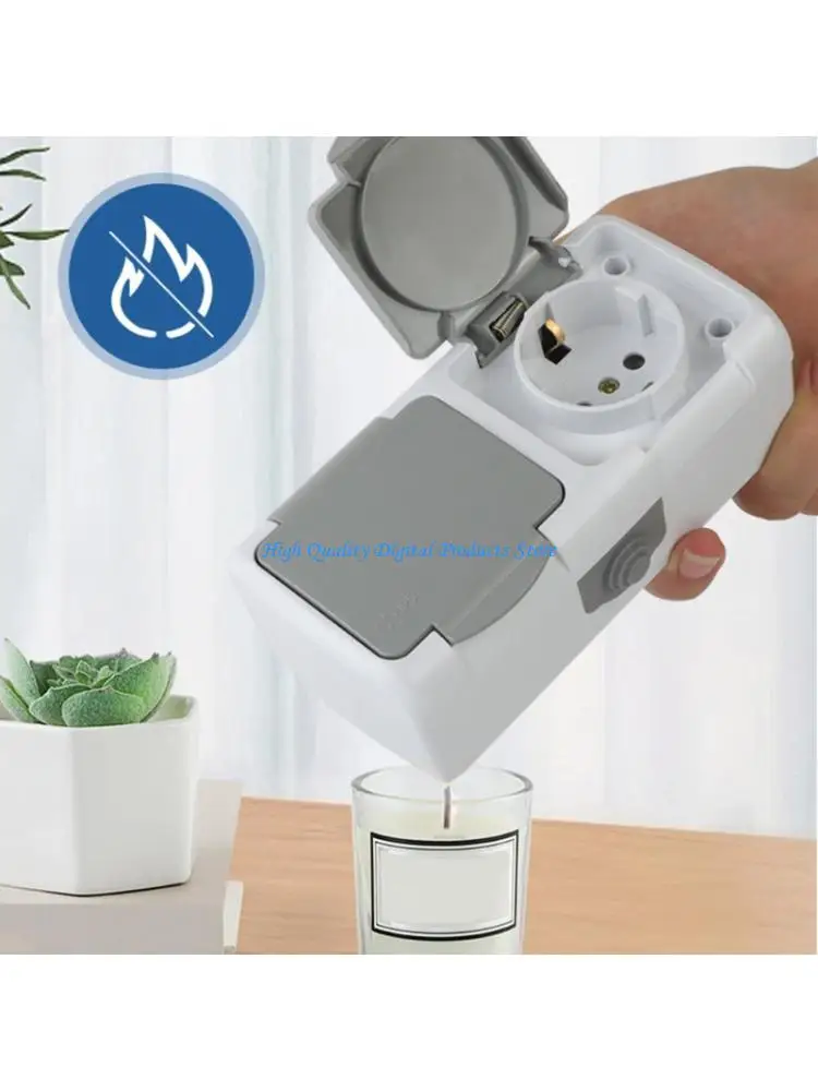 U2JE Surfaces Mounted Double Gang Waterproof Power Outlet with Secure Flipping Lid