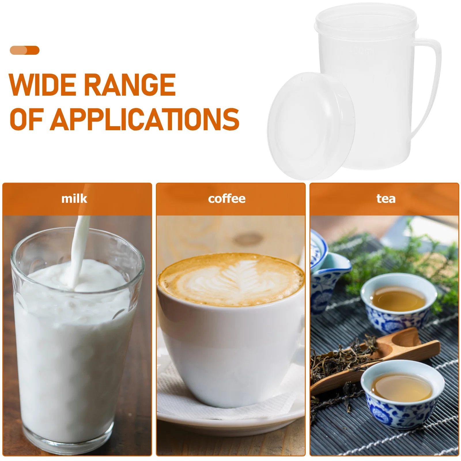 

2pcs Breakfast Cup Microwave Heating Cups Heat Resistant Transparent Coffee Mug Lid Lightweight Plastic Soy Milk Cup Household
