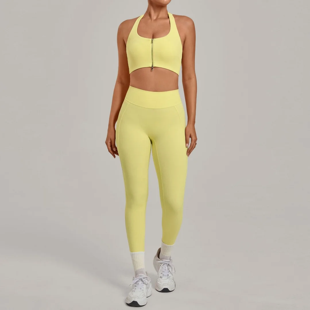 

Новый женский комплект для йоги из 2 предметов: облегающий топ с эффектом подтяжки бедер и красивой спинкой на молнии, спортивный костюм для фитнеса, пилатеса, повседневных тренировок, бега и занятий в зале