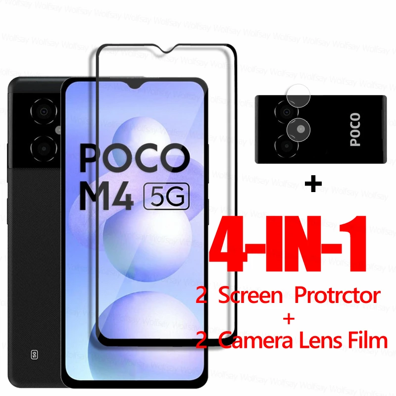 Full Glue Glass For Xiaomi Poco M4 5G Screen Protector Glass Poco M3 M4 Pro 5G Tempered Glass Protective Film Xiaomi Poco M4 5G