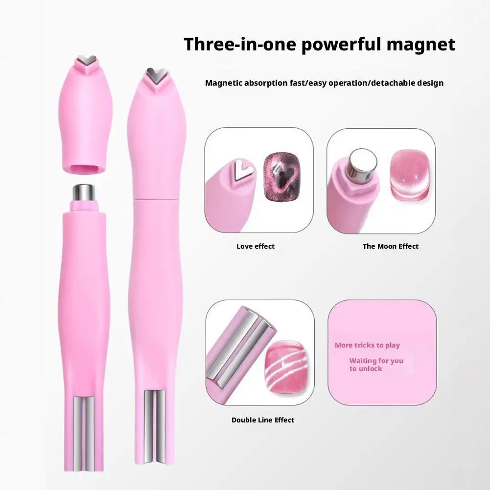 3 In 1 Nail Magnet Tool Pens Magnetic 3D Love Heart Cat Eye Gel Polish Nail Art Kit For DIY Salon Studio Or Home Use E5S4
