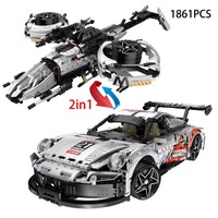 Technical Car Porscheed 911 RSR 2 IN 1 Building Blocks Set Super Speed Racing Model Kit Moc Bricks Adult Kids Assembled Toy Gift