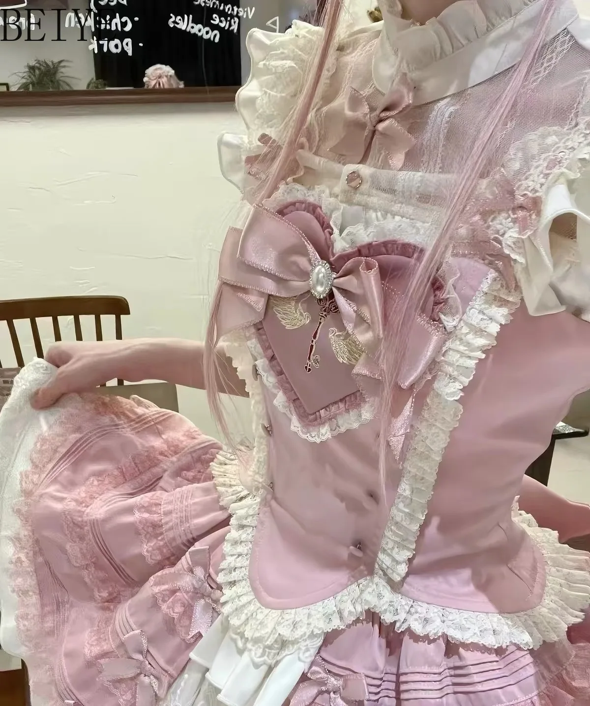 Pink Cute Sweet Lolita Style Dress for Women OP Girlish Bow Trailing Gentle Princess Dress Female Daily Wear Bowknot Dresses