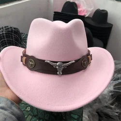 Pink Cowboy Hat New Heart Shaped Cowboy Head Accessories Cowboy Hat Felt Hat New Men's and Women's Outdoor Hat Knight Hat