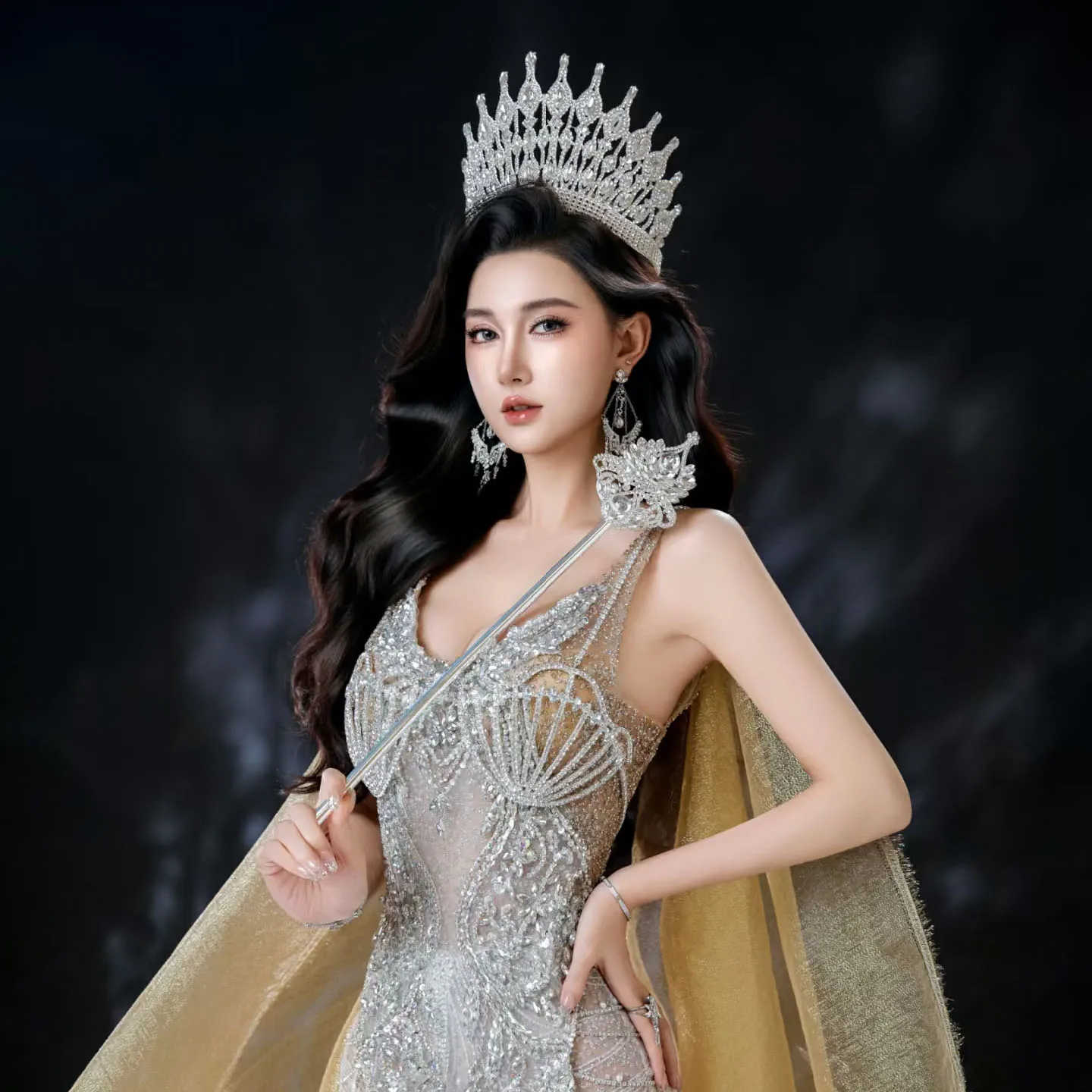 Baroque Bride Hair Crown European Style Large Size Wedding Dress Accessory Model Show Stage Beauty Pageant Queen Hairwear