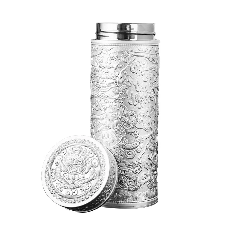 Silver Cup Kowloon Embossed Pure  Health  Water Cup 999  Foot  Inner Tank Gift Insulatio