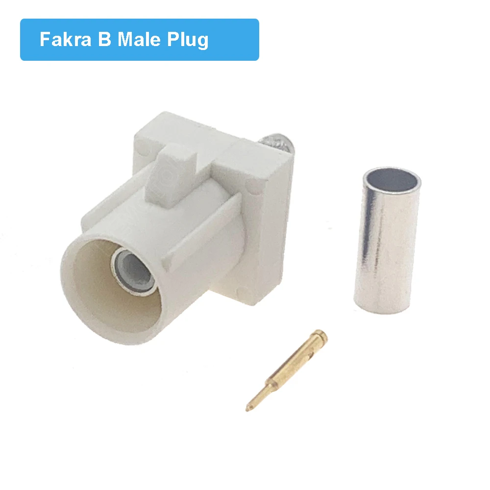 White Fakra B Male Plug / Female Jack RAL 9001 Fakra Connector RF Coaxial Wire Connectors for RG316 / RG174 Pigtail Cable
