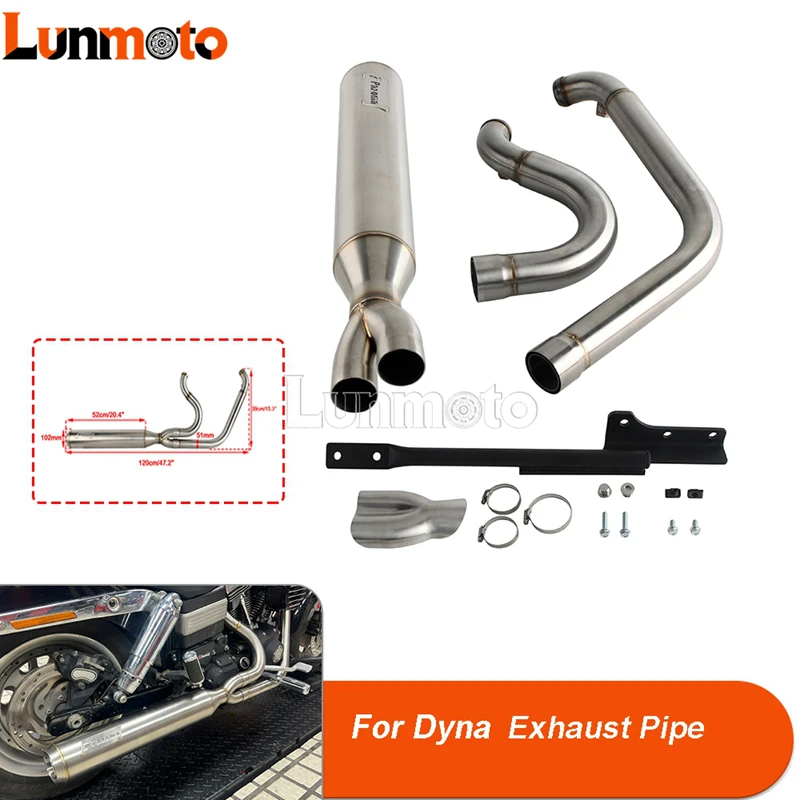 

Full Length Exhaust Header Pipe For Harley Dyna FXDF FXDL FXDB FXD FXDWG 2006-2017 Stainless Steel 2-in-1 1-3/4" to 2" Big Bore