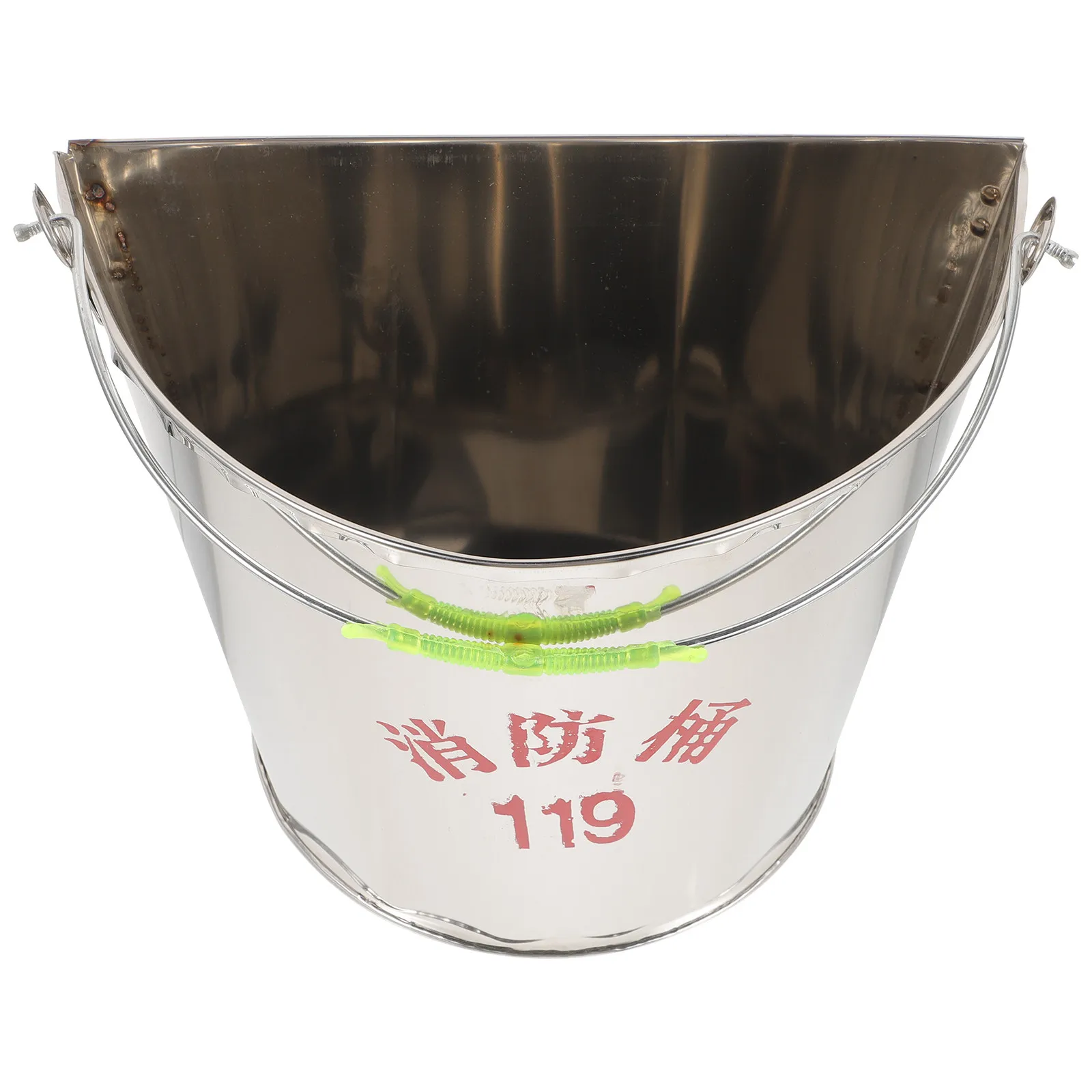 Stainless Steel Semi-Circular Emergency Sand Bucket Heavy-Duty Firefighting Bucket for Home Garage Boat Car Fireplace Use Fire