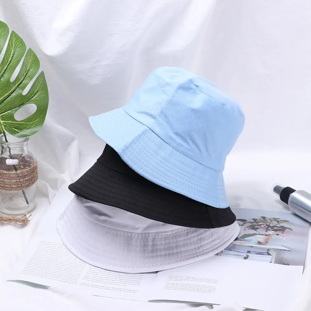 1PC Fisherman Cap Candy Color Practical Sun Caps Unisex Casual Cotton Bucket Hat Outdoor Sunscreen Women Men Fashion Accessories