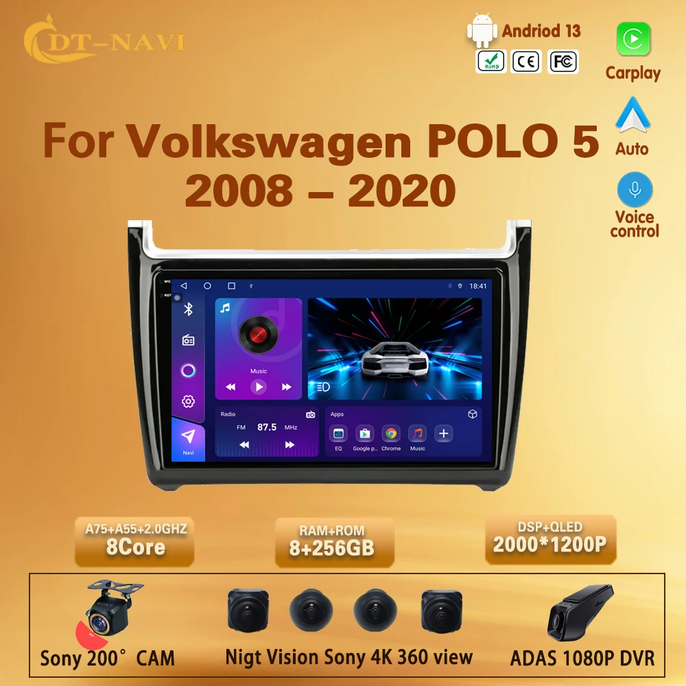 

Автомобильная магнитола Android 13 для Volkswagen POLO 5 2008 - 2020 мультимедийный видеоплеер навигация GPS WIFI 4G LET 7862 BT5.0 головное устройство