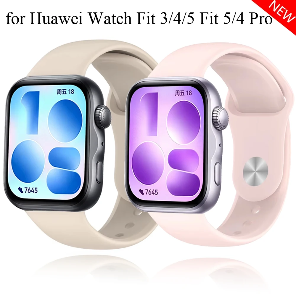 Sport-Silikonarmband für Huawei Watch Fit 5/4 Pro, atmungsaktives, bequemes Armband, austauschbar für Huawei Watch Fit 3/4/5 Correa