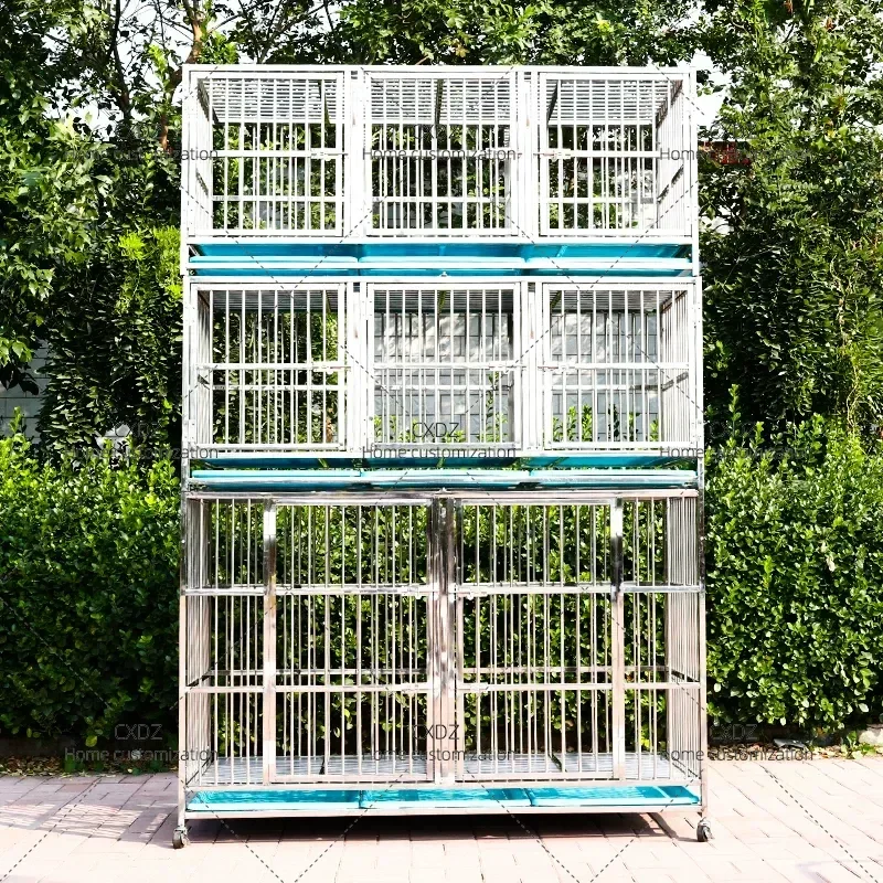 Stainless Steel Dog Cage 3 Layer Multi Tier Pet Crate for Large Medium Small Dogs Rustproof Kennel for Home or Pet Store Use