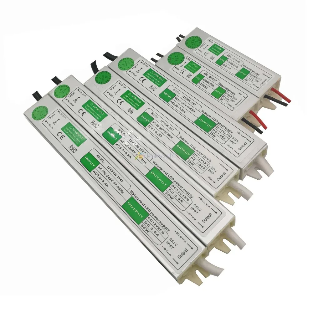

Waterproof Led Driver Transformer Power Supply Adapter AC110-260V to DC12V/24V 10W- 100W Electronic outdoor IP67 led strip lamp