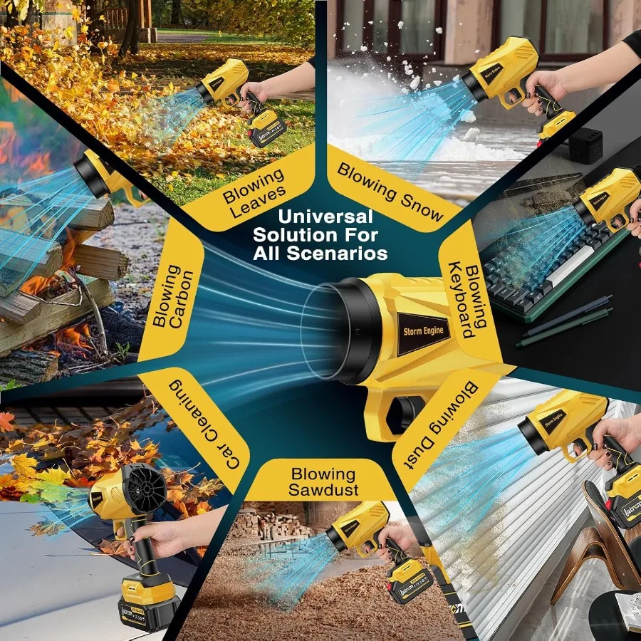 منفاخ أوراق شجر لاسلكي مع بطارية وشاحن مصمم لتنظيف الفناء حتى 1000000 دورة في الدقيقة أداة محمولة خفيفة الوزن مع Exte