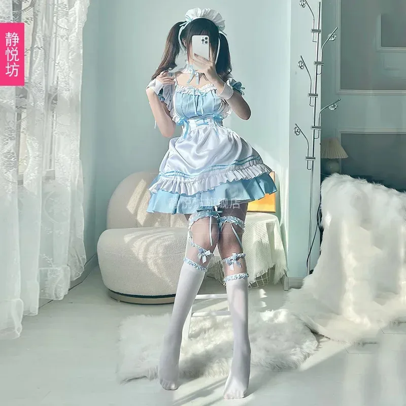 

Синяя Лолита для девочек, милый костюм горничной для ролевых игр, анимационное шоу, японская одежда, платье JC5552c;3.k'6;d.a;