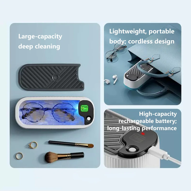 Lenovo Ultraschall-Reinigungsgerät, Brillen- und Schmuckreinigungsgerät, Blaulicht-Vibrations-Automatikreinigungsgerät für Zahnspangen – Detail 2