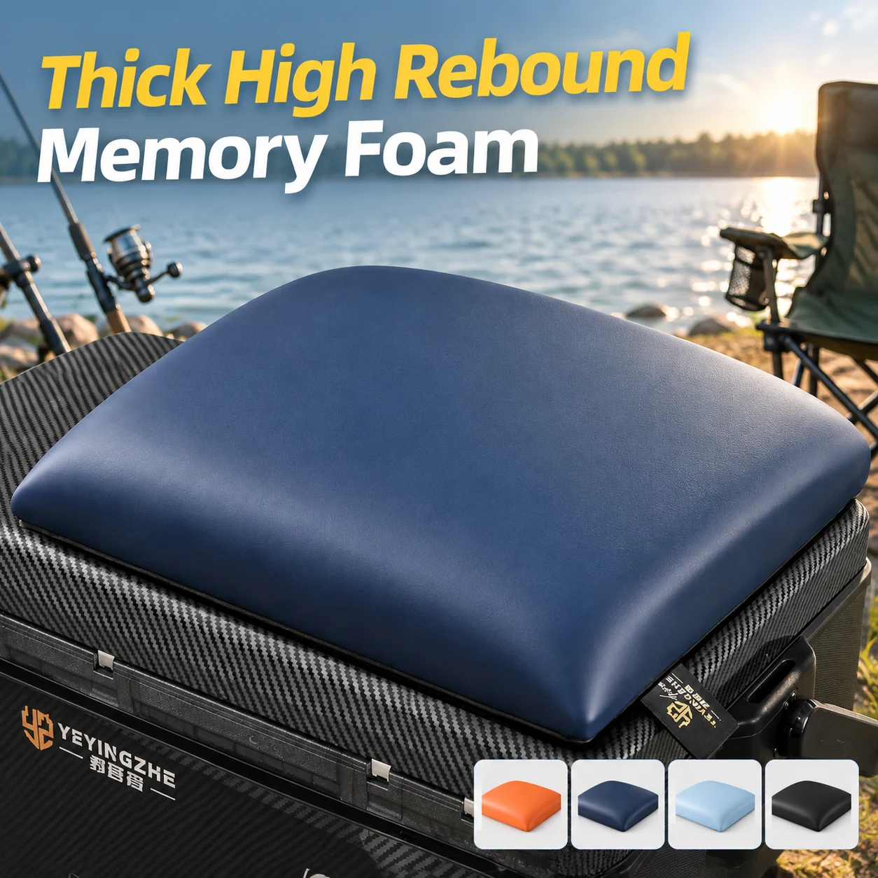 Thick Memory Foam Fishing Seat Cushion Waterproof Anti-Scratch Outdoor Boat Tackle Box Pad Fast Rebound Seat with Hook Loop