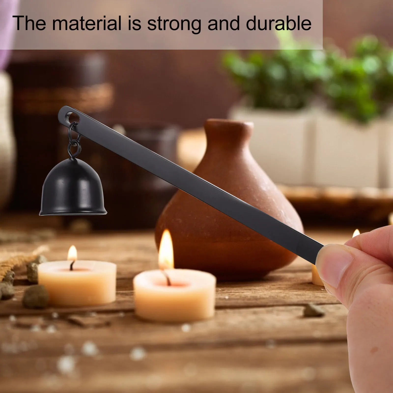 1Pcs Metal Snuffer Stainless Steel Bell Shaped Snuffer Head Long Handle Extinguisher for Dinner Tapered Candles