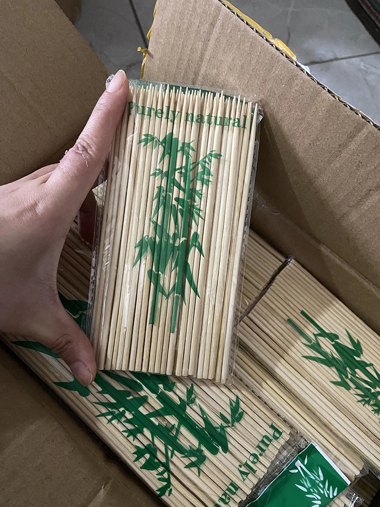 Pinchos cortos de madera de bambú para barbacoa, herramienta para comida, carne de bambú, para fiesta, DIY, palos ecológicos desechables, parrilla para Catering, 100 piezas