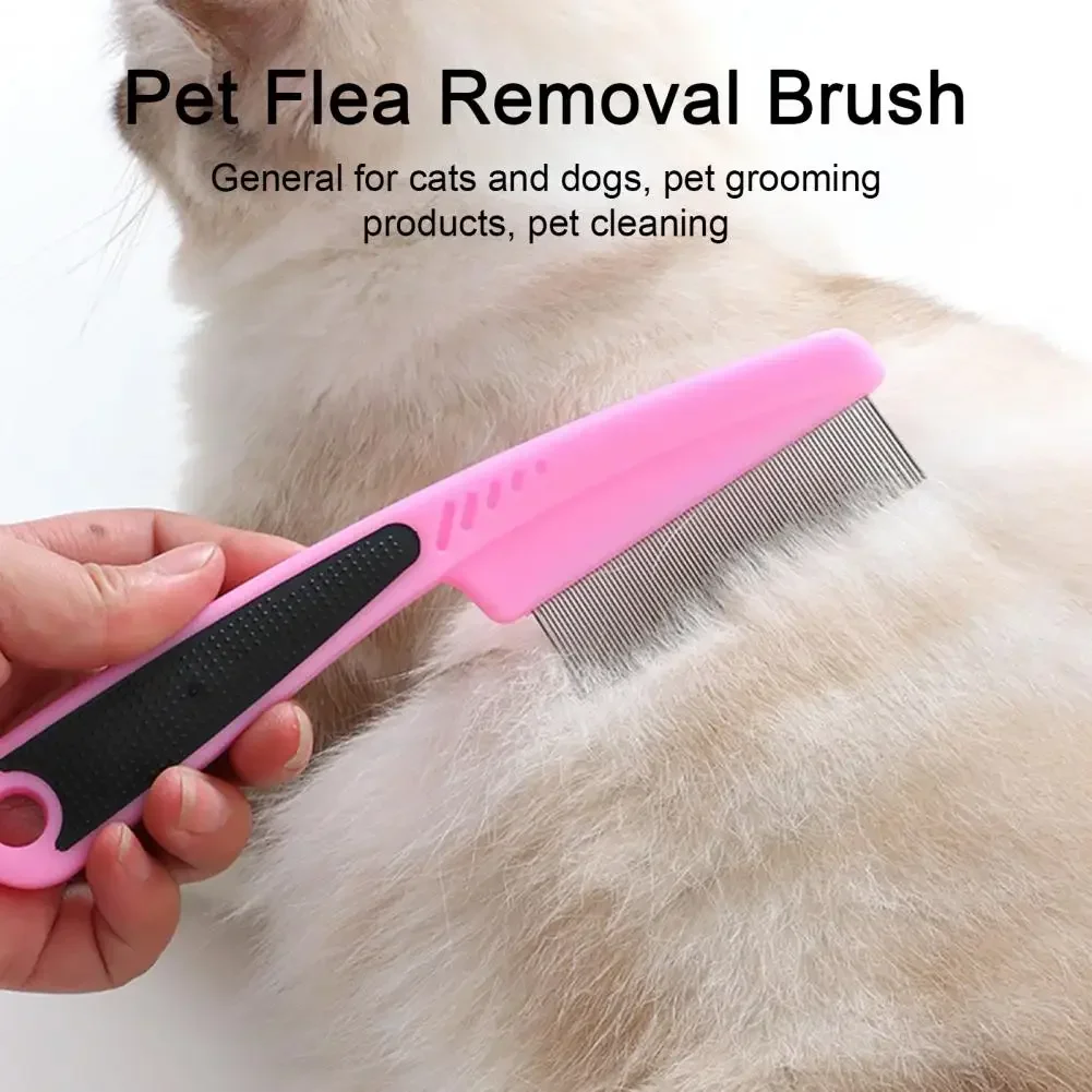 Pet Dog Cat Anti Lice Comb Stainless Steel Long And Short Needle Dog Grooming Comb Deworming Eggs Knot Grooming Grate Flea Combs