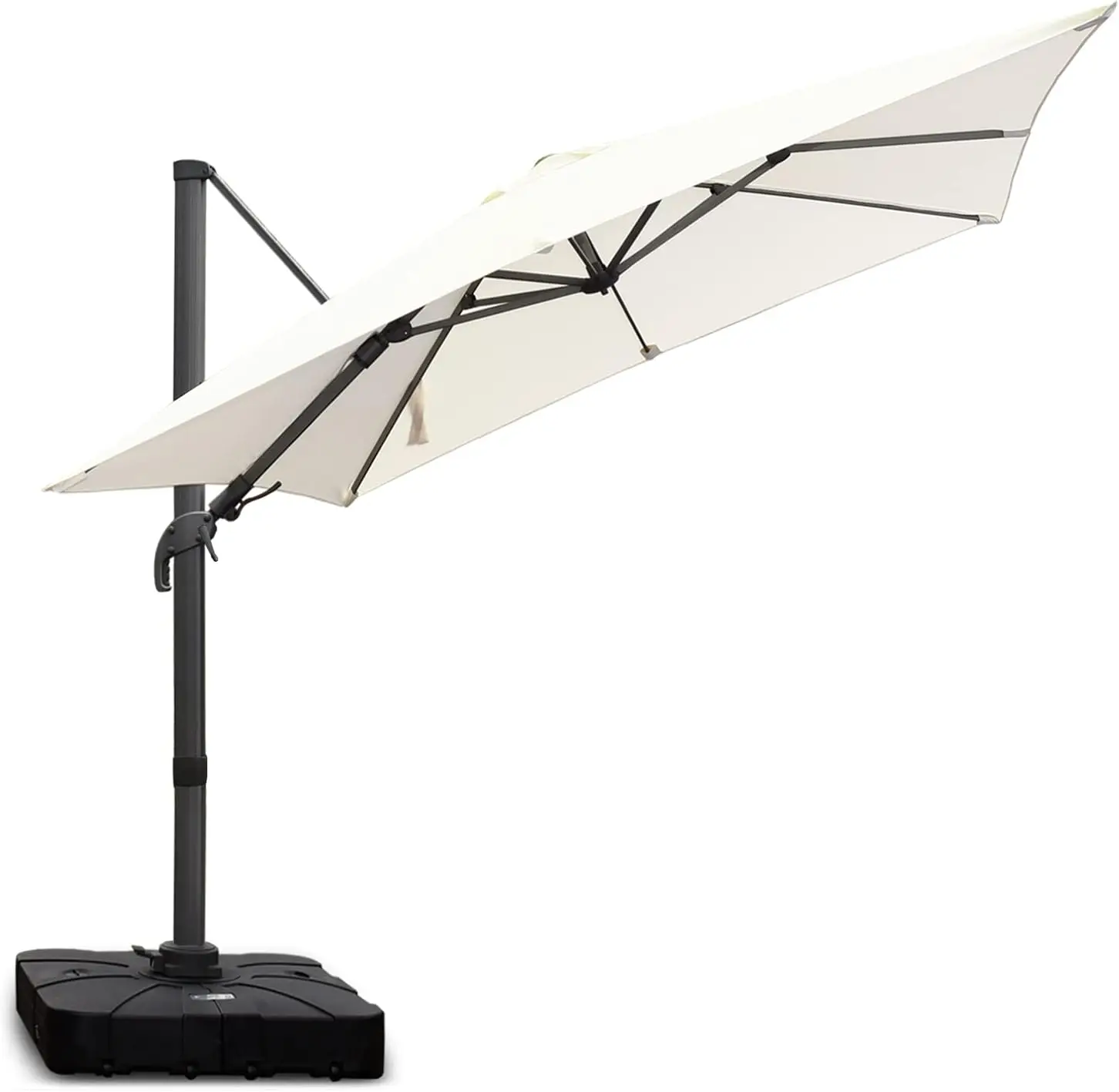 RANSENERS Cantilever Parasol 270 x 270 cm, Aluminum Parasol Frame, Polyester Fabric with UV Protection UPF80+, 360° Rotatable