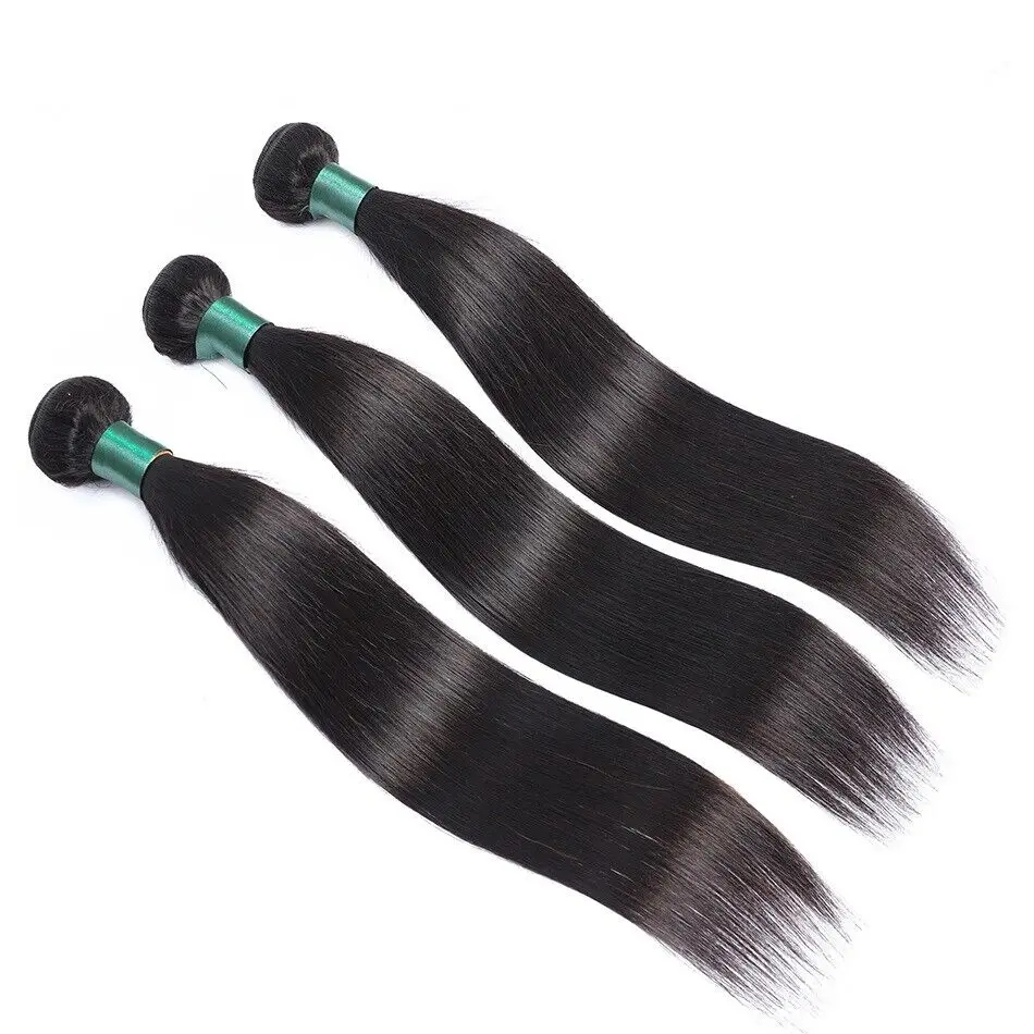 Extensiones de cabello humano mechones rectos cabello humano extensiones de cabello virgen brasileño sin procesar para mujeres negras Color Natural