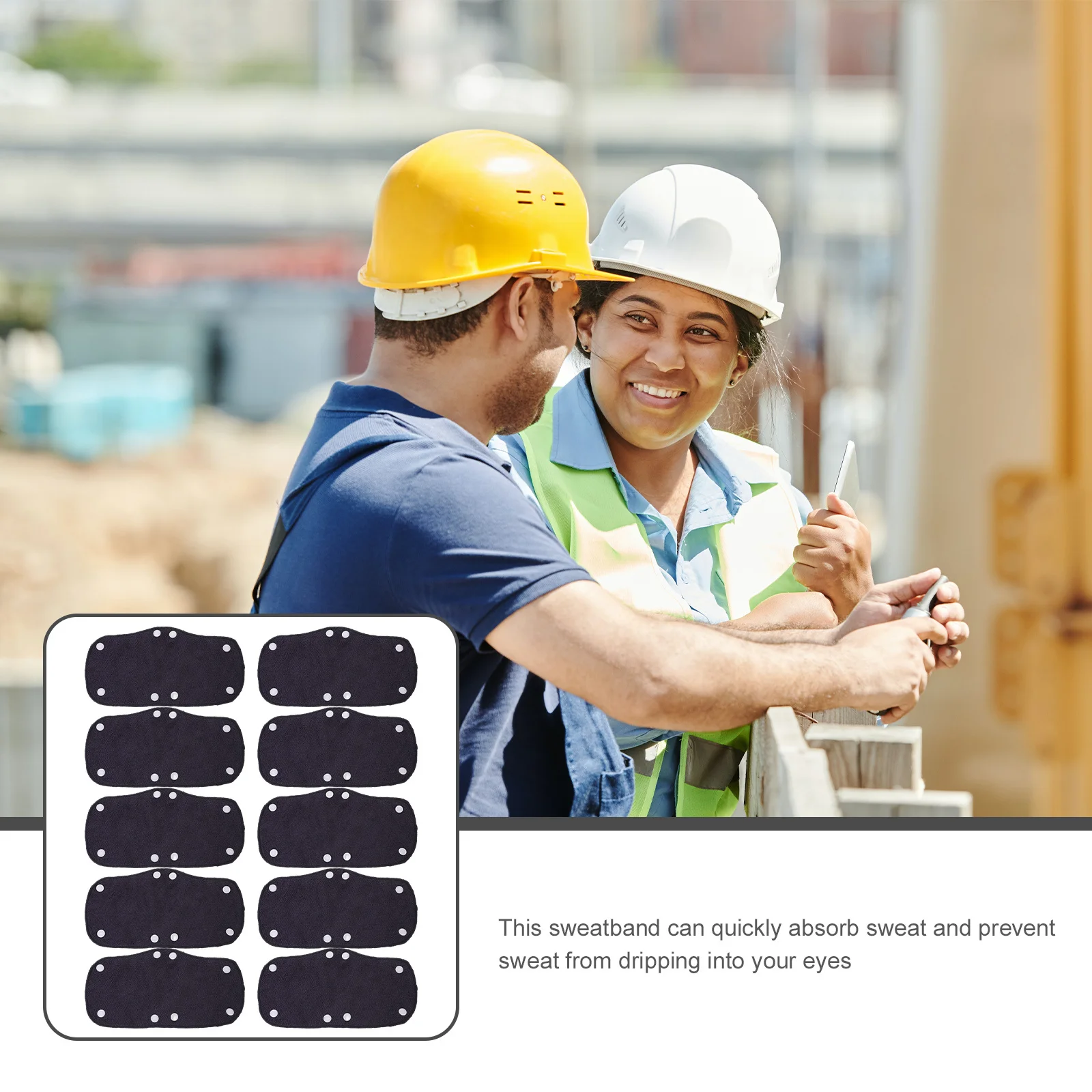

10pcs Safety Hat Liner Hard Hat Sweatband Reusable Washable Breathable Sweat Absorbing For Construction Accessories