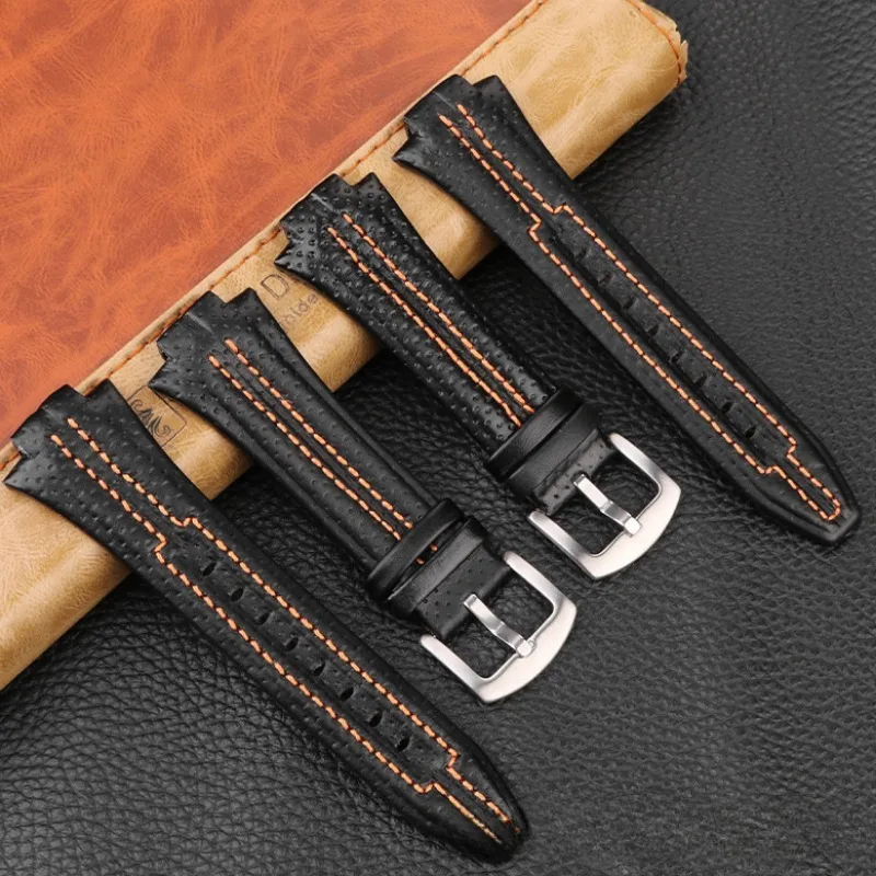 Genuine Leather Watch Straps for Seiko sportura SNL029P2 SNL021P1 SNA595P2 SNL017P1 Watchband 15X27MM Waterproof Sport Bracelet