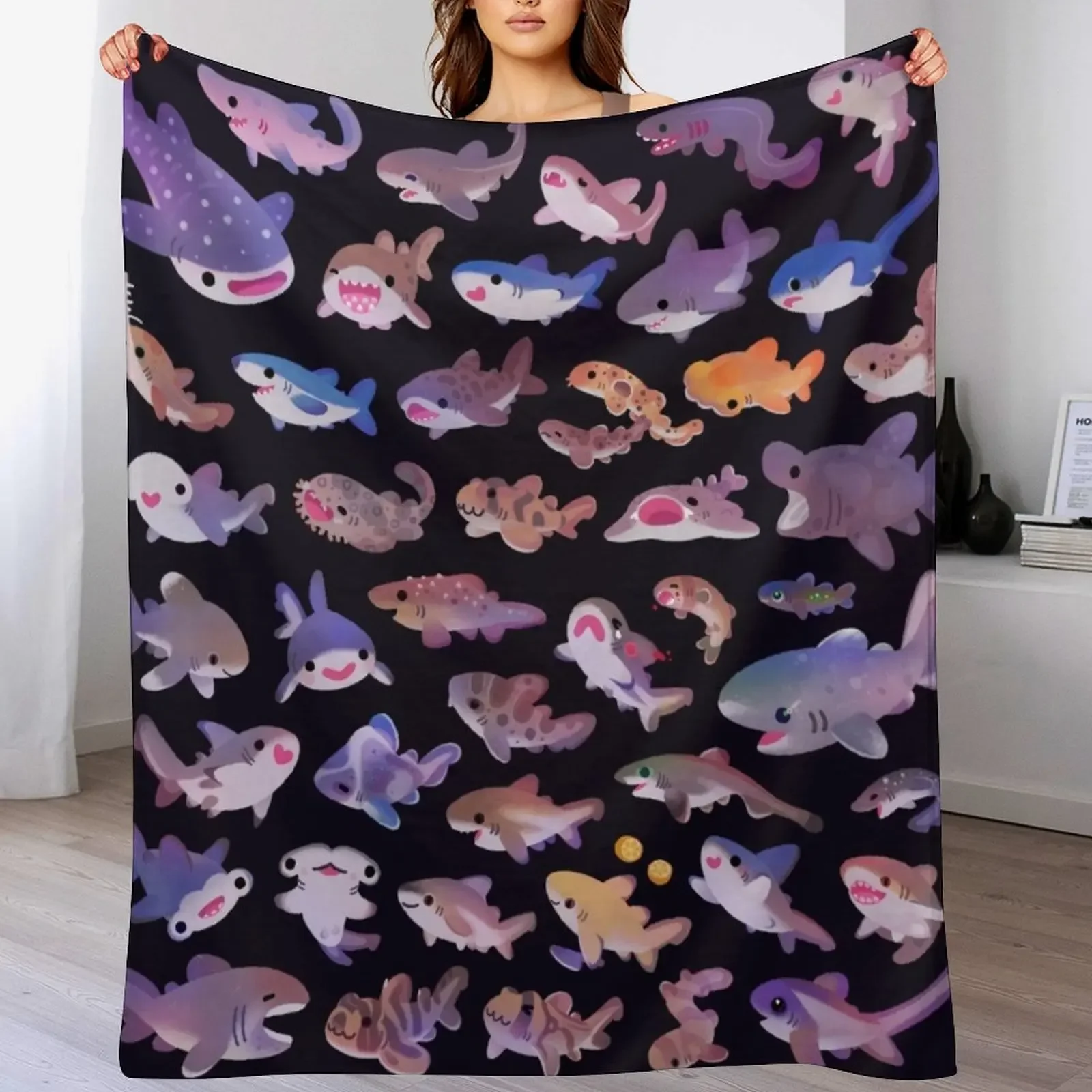 

Shark day - combine Throw Blanket Thermals For Travel christmas decoration Kid'S Luxury St Blankets