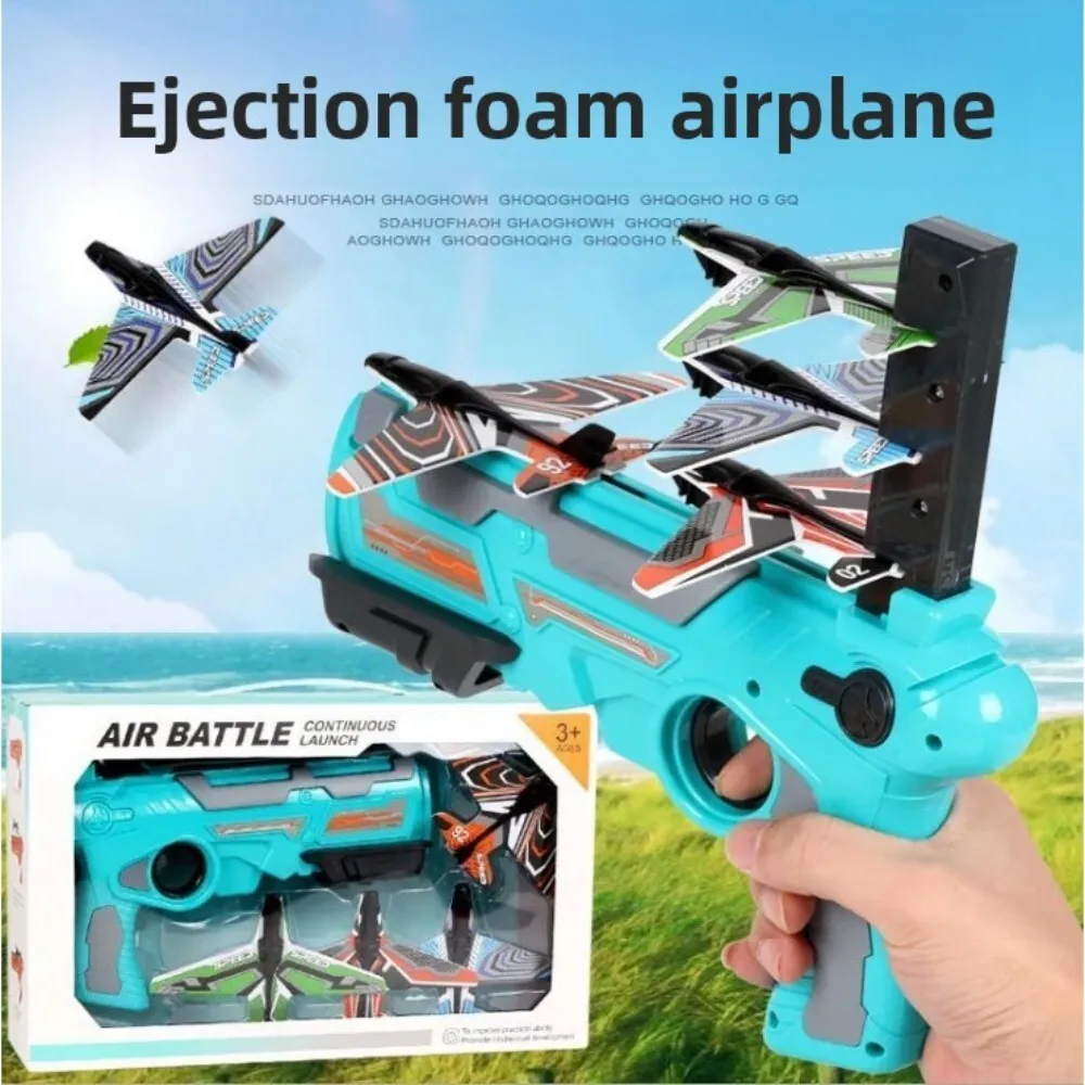

Glowing Foam Ejection Airplane Toy for Kids Outdoor Spinning Gliding Flying Model Game Night Light Up Flying Disc