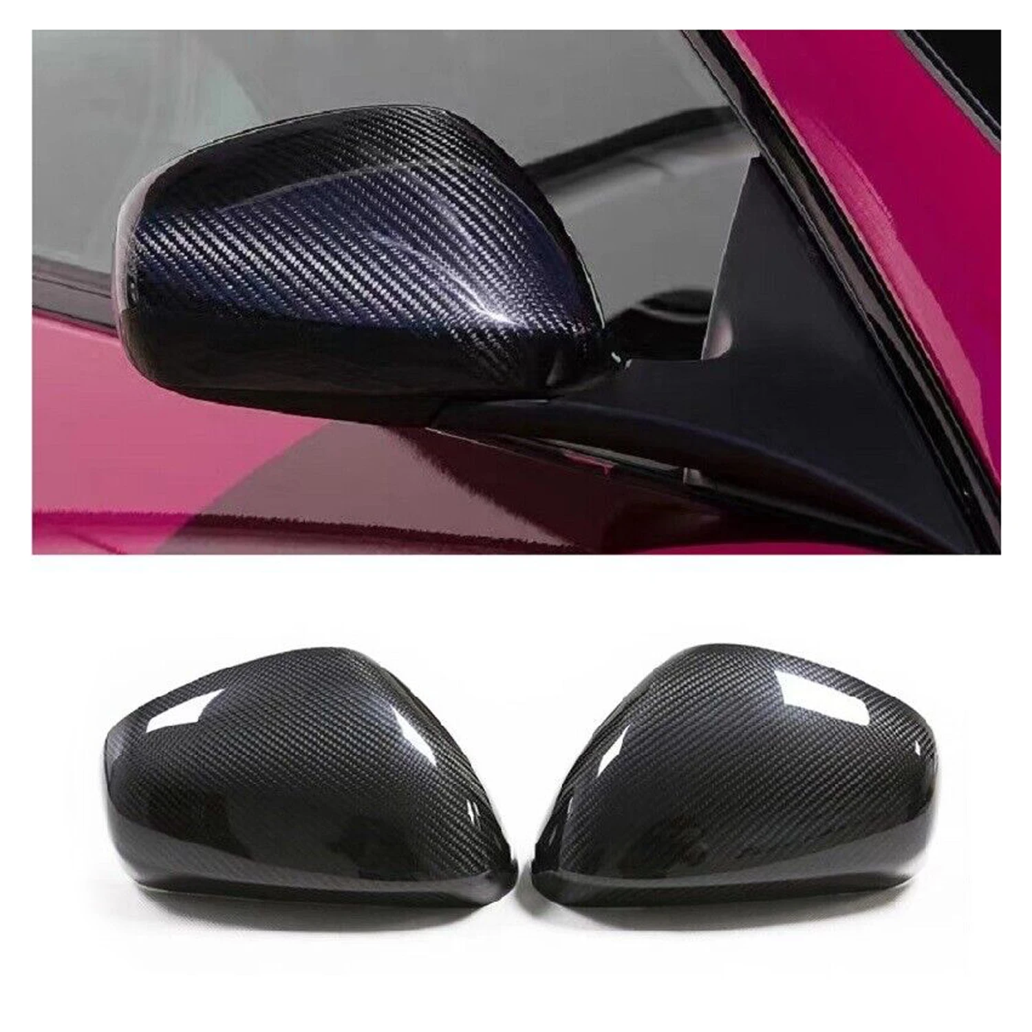 New 2Pcs Real Carbon Fiber Side Mirror Cover Add For Maserati Granturismo GT Quattroporte Car Engine Replacement Parts