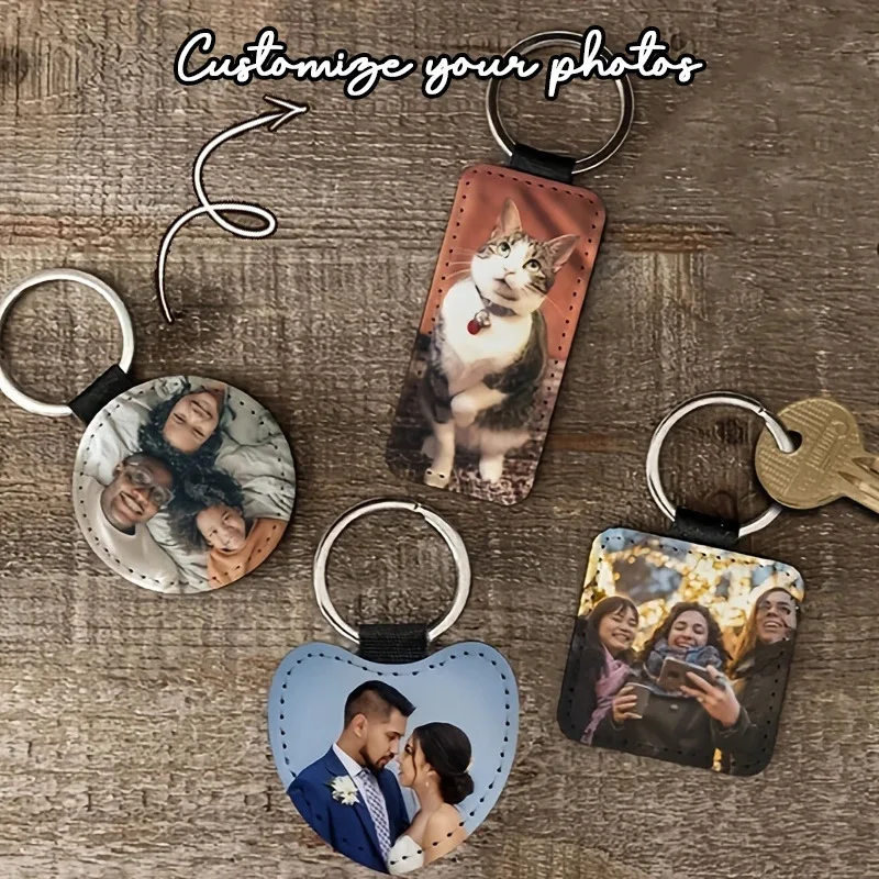 Personalisierter PU-Leder-Schlüsselanhänger mit individuellem Druck, Rucksackanhänger, Dekorationen, personalisierbarer Taschenanhänger, Hochzeitsgeschenke, Familiengeschenke – Detail 1