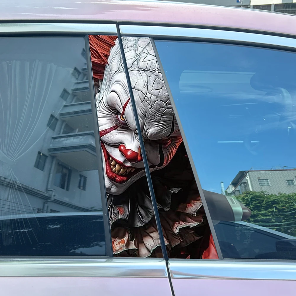 

2x череп клоун девушка автомобиль центр столб наклейка B-стойка защитная пленка Хэллоуин украшения наклейки