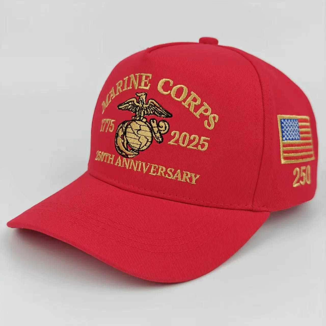 Offizielle Baseballkappe zum 250. Jubiläum des U.S. Marine Corps - Gestrickt mit 1775 - 2025 Logomuster, Verziert mit dem Amerikanischen F – Detail 20