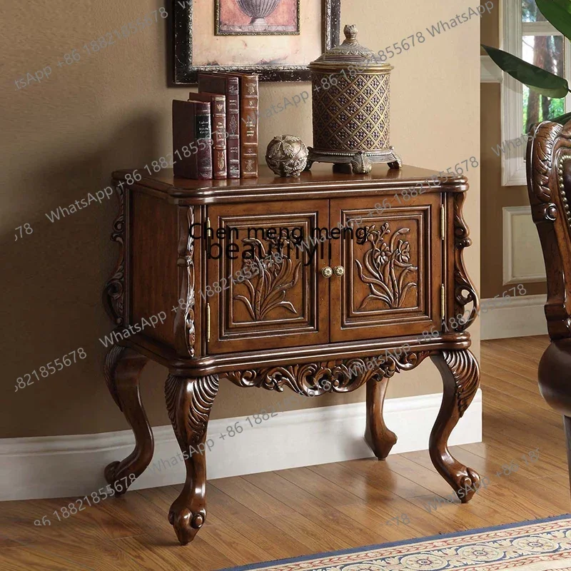 D178 Gabinete de madera maciza antiguo de estilo americano, taquilla, decoración tallada de estilo europeo, gabinete de almacenamiento para el hogar, dormitorio