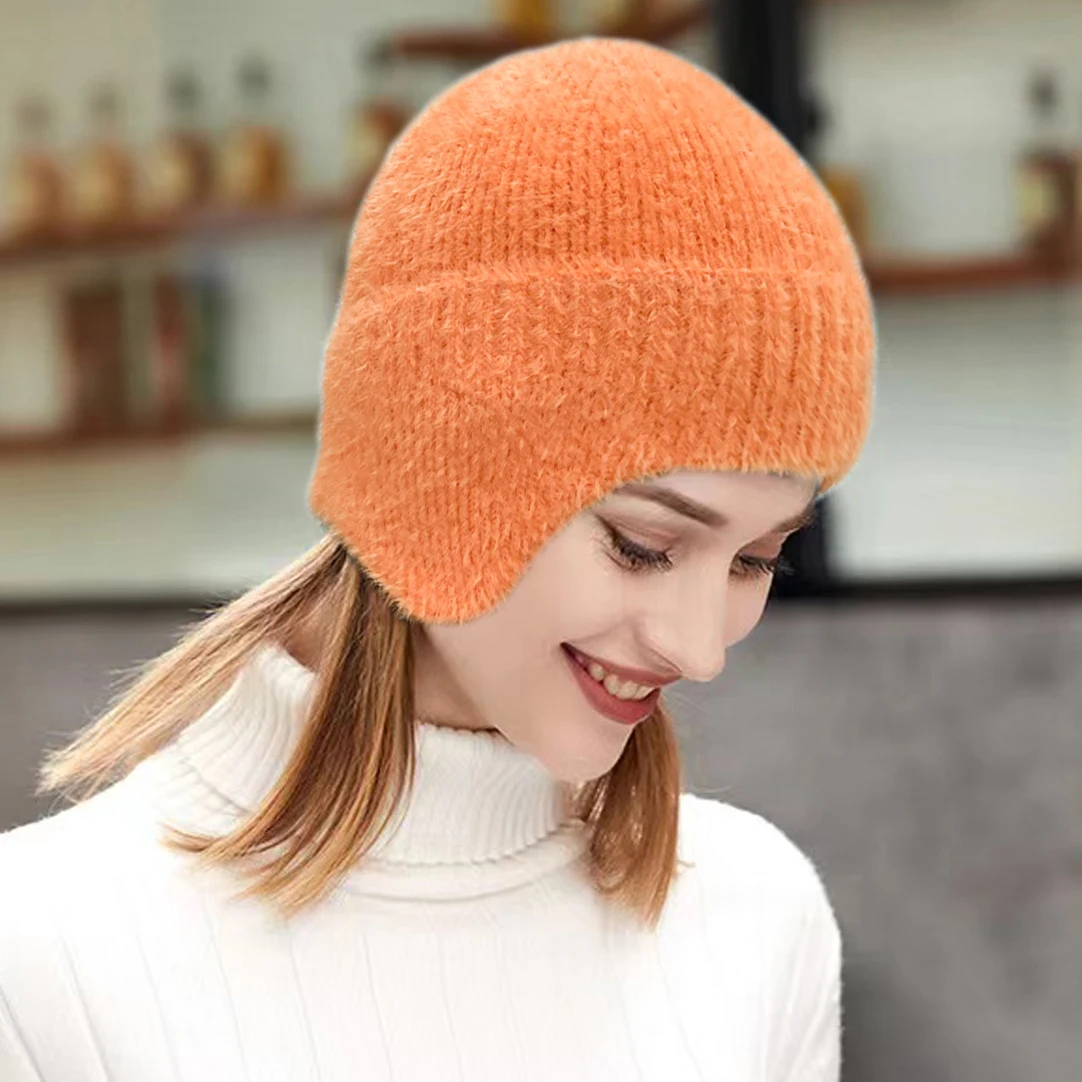 

Xthree Skullies Beanies Winter Hat For Women Knitted Hats Helmet Cap Beanie Hat Gorro Thick Warm Brimless Fur Bonnet Men