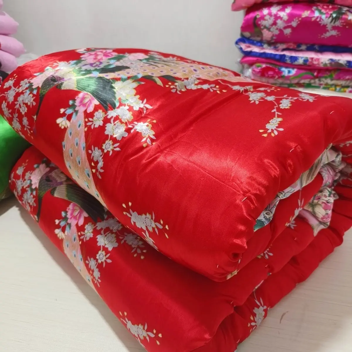 غطاء حريري من الساتان اللامع بدون حشوة من القطن مع سحاب من جانب واحد ومفرش سرير مطبوع عليه زهور رائعة على الجليد #1