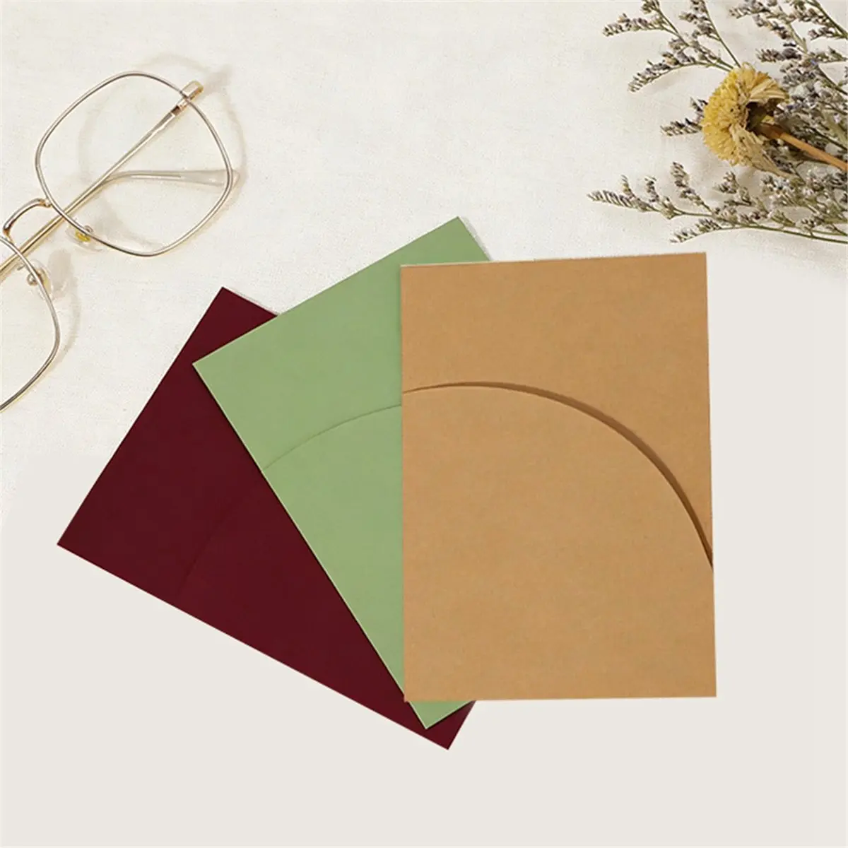 2026 New 30pcs 18x13cm Green Envelope for Wedding Postcards Giftbox 250gsm Vellum Invitations Message Red