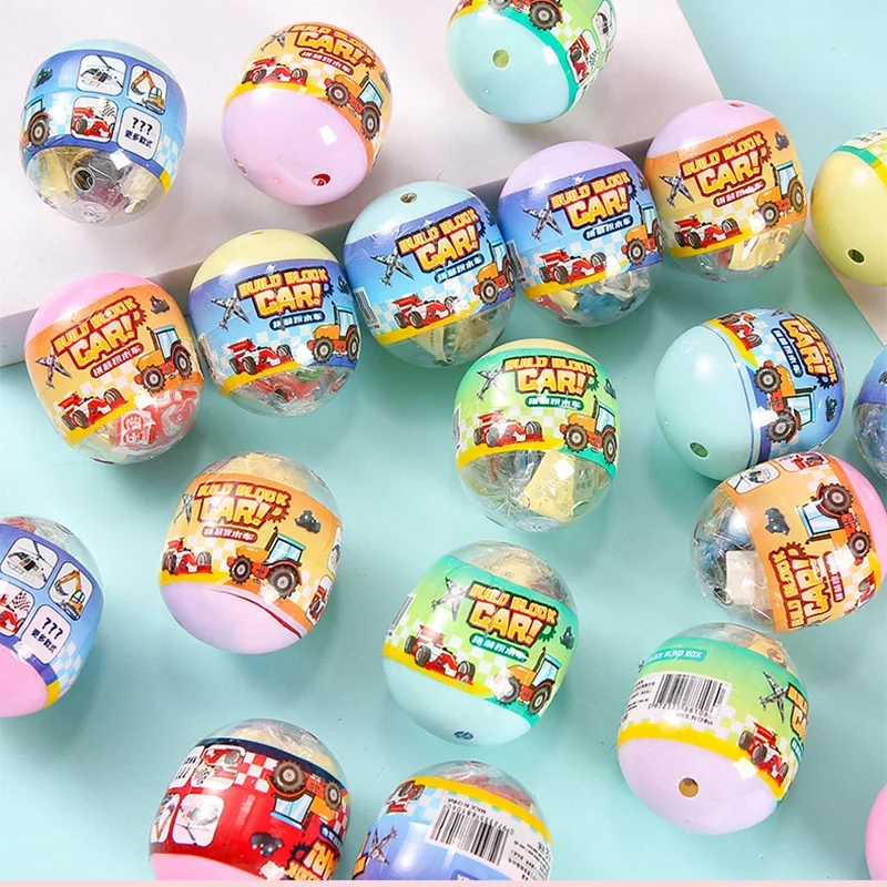 10Pcs Cute Assemble Building Block Car Puzzle Surprise Capsule Egg Toy for Kids Birthday Party Favors Pinata Fillers School Gift