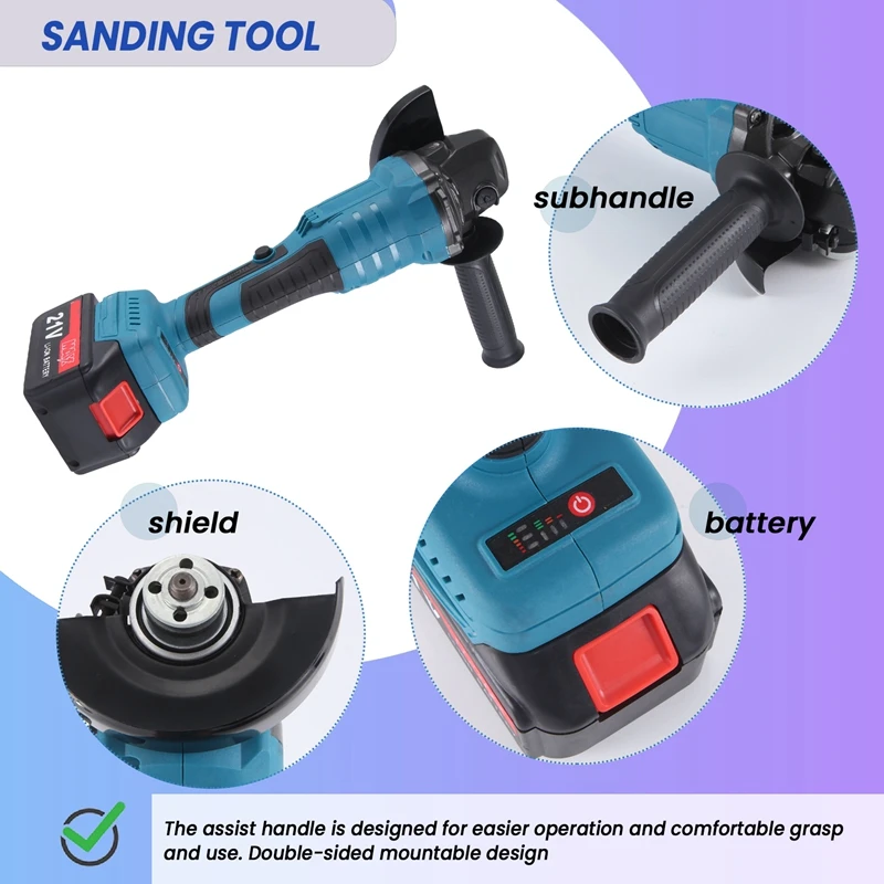 ABSJ-21V 100Mm Brushless Angle Grinder Grinding Tool Cutting Machine Power Tool For Cutting Polishing  Tile US Plug
