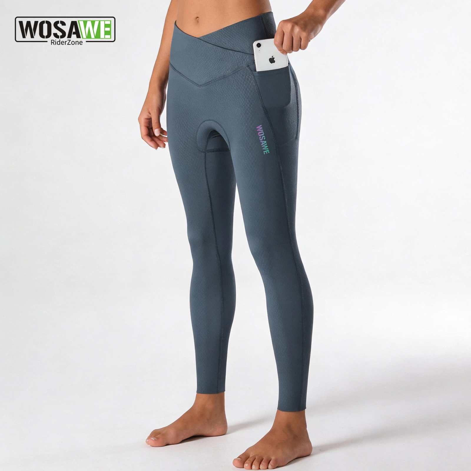 

Женские велосипедные штаны WOSAWE с мягкой подкладкой, высокой талией, летние велосипедные леггинсы для шоссейных велосипедов с боковыми карманами для телефона
