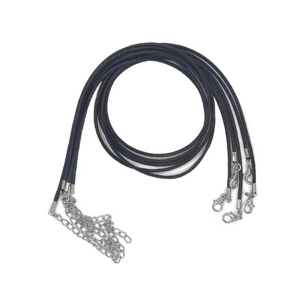 

10pcs 1.5Mm Waxed Necklace Cord Clasp Extension Chain For Jewelry Crafting Necklace Cord Making Bracelet String Black